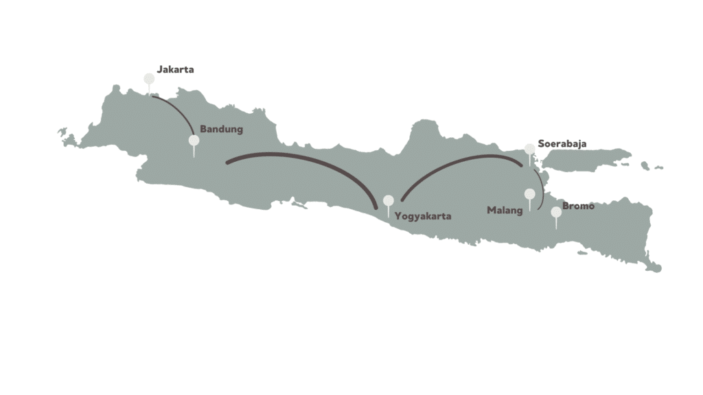 Reisroute Java kaart